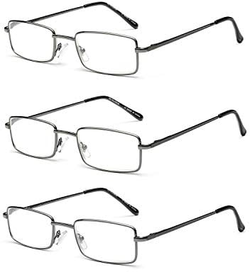 OuShiun Lesebrille für Herren Blaulichtblockierende Metallrahmen Computerlesegeräte Anti-Augenbelastung/UV/Blendung(Gunmetal grau,2,5)