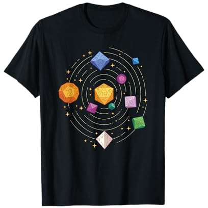 Role Playing Dice Space Würfel für Rollenspiele T-Shirt, Herren, Schwarz, Kurzarm, S