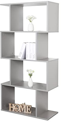RICOO Regal 140 x 70 x 30cm, Standregal grau WM074-PL Spannplatte aus Holz, Bücherregal Wandregal klein, Regale & Ablagen, schmales Regal, Büroregal, kleines Regal schmal, Büro Bücherregale