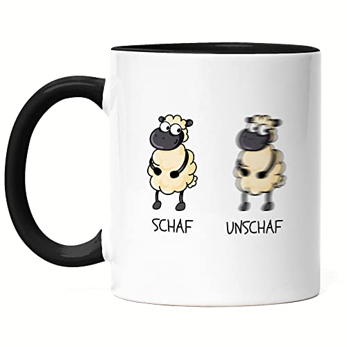 Hey!Print Schaf Unschaf Tasse Schwarz Lustig Wortwirt Wortspiel Fotograf Geschenk Fotografie