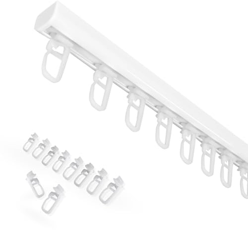 Home-Vision Gardinenschiene Serie Z mit Faltenlegehaken 320cm | Vorhangschiene Schienen Weiß 1-läufig Aluminium, Inkl. Befestigungsmaterial, für Schiebevorhang