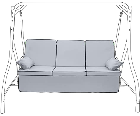 Gardenista Garten Schaukel Hängematte Bank Kissen | Überdachung Outdoor Terrassenmöbel Sitzpolster | Wasserabweisendes Sitz und Rückenkissen | Weich, Bequem und Strapazierfähig für 3 Sitzer(Grau)