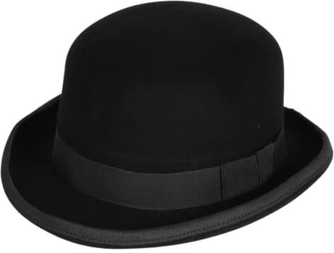 LAEMILIA Unisex Melone Bowler Hut Porkpie Wollfilzhut Filzhut Partyhut Halloween Fasching Karneval Schwarz XL