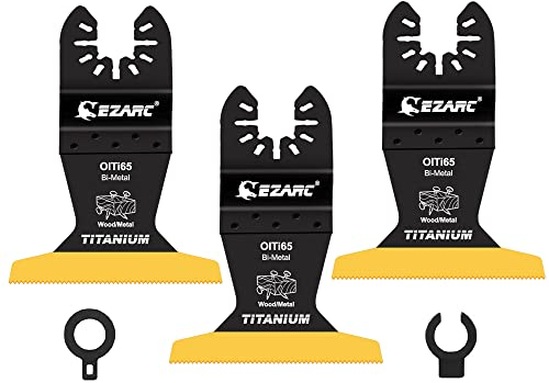 EZARC Lame per sega oscillante in titanio, 3 lame multiutensile estese per metallo, chiodi per legno, taglio di viti, plastica