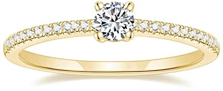 Titaniumcentral Vorsteckring Damen Eternity Ringe Schmal Rund Zirkonia Verlobungsringe Eheringe Versprechen Ring (Gelbgold,60 (19.1)
