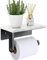 Gypie Porte-Rouleau de Papier Toilette Mural en Acier Inoxydable 304 avec étagère en marbre, antirouille Noir Mat pour Salle de Bain