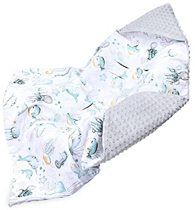 Einschlagdecke Babyschale Baby Decke 90x90 cm - Fußsack Blanket für Kinderwagen und Autositz Ganzjahres für Neugeborenen und Kleinkinder Einschlagsdecken für 3 und 5 Punkt Gurt Minky