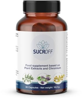 SUCROFF | Regolatore di Glicemia, Colesterolo e Trigliceridi | Integratore Alimentare | Con Erba Medica, Berberina, Cromo, Magnesio e Oeluropeina | 30 capsule