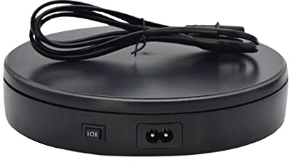 Milageto Rotierender Ausstellungsstand Drehbare Basis Max. Belastung 5 kg 360-Grad-Drehung Elektrischer Drehteller für Fotoprodukte Tasche zeigt digitales, Schwarz