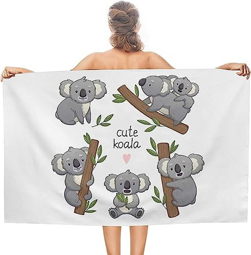 Buohwiwe Süßer Koala Strandtuch 70x150 cm, Weich Schnell Trocknen Microfaser Handtücher, Kinder 3D Strandhandtuch Süßer Koala Strandtücher Badetuch Strandlaken Handtuch Herren Frauen Badetücher