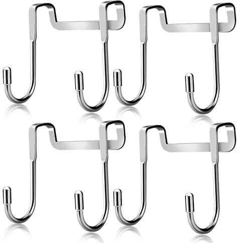 Esteopt 4pcs Over Door Hook, Hanger Stainless Steel Shower Towel Hooks for Hanging, S Shaped Heavy Duty Multipurpose Cupboard Narrow Door Hooks for Bathrooms Kitchen Cabinet Wardrobe, SHUANGGOU4