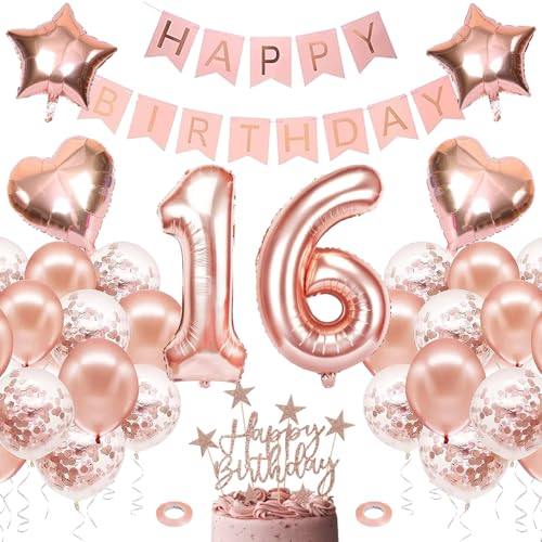 16 Jahr alte Ballon Geburtstagsdekoration, Nummer 16 Geburtstag Ballon Dekoration, Roségold Nummer 16 Geburtstag Ballon Dekoration, Nummer 16 Ballon Geburtstag Dekoration