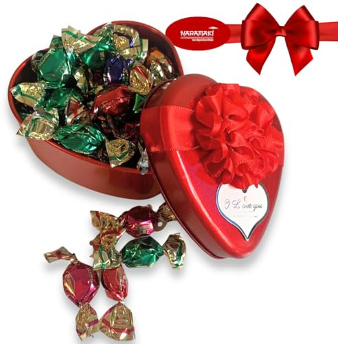 NARAMAKI® Regalo Festa della Mamma 2025 - Scatola a Cuore 9cm di Latta + 70gr Caramelle Bye Bye Frutta (CUORE DI LATTA 70GR CARAMELLE)