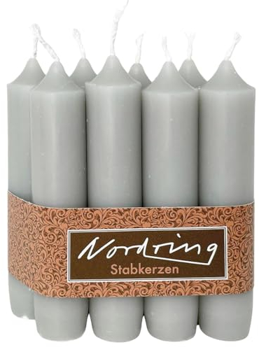 Nordring 24 Stück Stabkerzen hellgrau 2,2 x 11 cm hoch