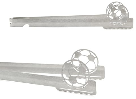 Grill-Zangen.de Motiv Fußball Grillzange, spülmaschinengeeignet, Geschenkidee, 1x Silber, 31cm, Edelstahl