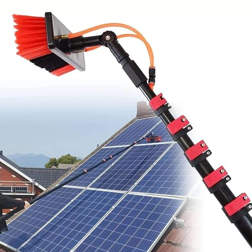 DDZJTPP Tige De Nettoyage Panneau Solaire Photovoltaïque 3.6~10.8m,Nettoyeur Extensible Toit Véranda,Pulvér isation d'eau Panneau Solaire Kit Brosse Haute Fenêtre pour Camions,Brushhead35cm-3.6m/12FT