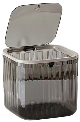 Koomuao Desktop-Mülleimer, Tischmülleimer mit Aufpoppen, Mini Abfalleimer, Plastik Tisch Mülltonne, für Küche Badezimmer Büro Schreibtisch Auto Bett Plastik Desk Bin (Schwarz-A-L)