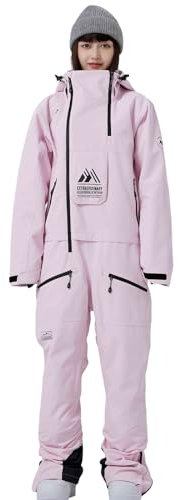 RIUIYELE Damen Herren Einteiler Skianzüge Jumpsuits Isoliert Wasserdicht Schneeanzüge Winter Outdoor Snowboard Overall, Pink, X-Small