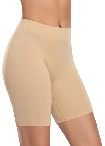 YARRCO Damen Unterhose Unter Rock Kurze Hose für Kleid Unterrock Hohe Taille Slipshort Radlerhose Boyshort Boxershorts Unterwäsche (Nude, XXL)