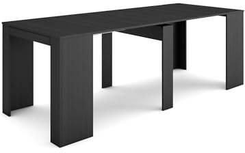 Skraut Home | Table console extensible | Console meuble | 220 | Pour 10 personnes | Table à Manger | Style moderne | Noir