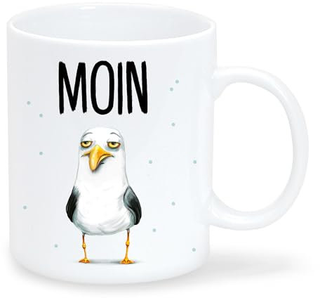 Wandtattoo Loft Keramiktasse Möwe Moin maritim Geschenkidee Geburtstag Kaffeetasse 330 ml, matt