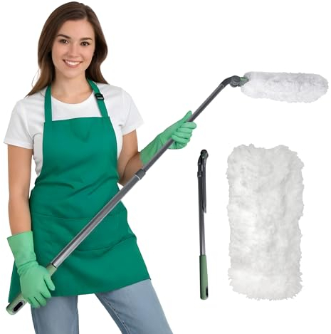 Rotatable Adjustable Feather Duster, Long Extendable Handle Dusters on a Stick, Washable, Microfiber Anti Dust, Cleaning products for Home, Window Blinds, Radiator, Cobweb, High Ceilings - QARLE UK