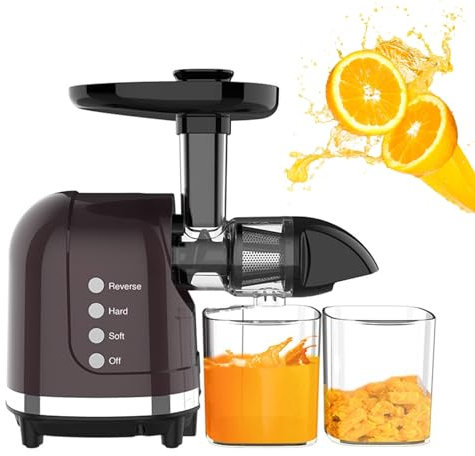 ANGDI Cold Press Juicer Machine, Slow Masticating Juicer with Soft/Hard 2 Speed Modes, Vegetable and Fruit Juice Extractor with Reverse Function, Up to 95% Juice, Quiet Motor, Easy to Clean