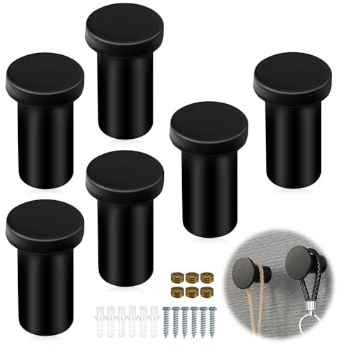 mizikuu crochets muraux, 6 Pièces Patère Salle de Bain Support Mural en Acier Inoxidable Crochet Peignoir Mural pour Noir Dans La Salle De Bain Le Vestiaire Le Hall La Cuisine