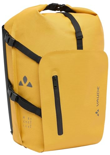 VAUDE Free Cargo Fahrradtasche, wasserdicht – Burnt Yellow – Gr. 24 | Wasserdichte Fahrradtasche für E-Bike-Gepäckträger – 23L – QMR 2.0-Befestigung – Rolltop-Verschluss