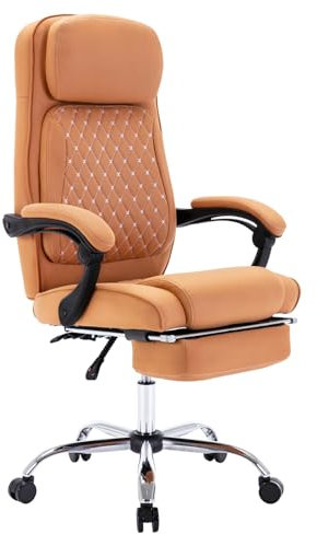 LXRADEO Ergonomic Office Chair with Foot Pedals,Adjustable Height & Lumbar Support-High Back Breathable Fabric and PU Leather Executive Desk Chair(YELLOW)