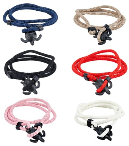 SUPERFINDINGS 6Pcs Cord Rope Wrap Bracelet 63.4CM Boat Anchor Multilayer Handmade Bracelet Ocean Animal Bracelet Men Wristband Jewelry Beach Voyage Sailor Gifts for Woman Men