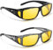 LVIOE 2PC Night Vision Polarised Fit-Over Glasses for Men & Women, TAC Yellow Lens with Anti-Glare Headlight Night Driving Glasses