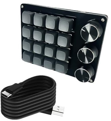 Portable 16Key Macro Keypad With Programmable Dials For Advanced Gaming Controls And Multimedia Management Keyboards