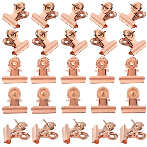 BLMHTWO 30 ReißZwecken, Push Pin Clips Metall ReißNagelhalter Schwarz Clip mit Stift Bilder Von AufhäNgungszubehöR für Korkplatten FotowäNde Schwarze Bretter（2 * 2cm/0.78 * 0.78in） (Roségold)