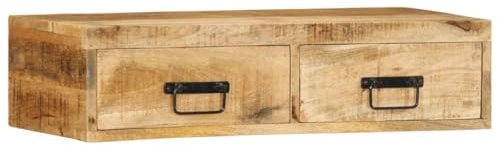 vidaXL Meuble TV Mural 80x30x19 cm Bois Massif de manguier Brut, Meuble média, Meuble latéral, Centre de Divertissement, Meuble HiFi, Buffet, Meuble