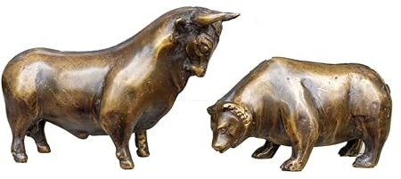 Bronze-Skulptur Bulle und Bär | Börsensymbole | Tierfigur aus Bronze handgefertigt