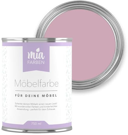 miafarben Möbelfarbe für Holz 750ml, Kreidefarbe, Möbellack ohne schleifen, Kreidelack (Mias Pfingstrose)