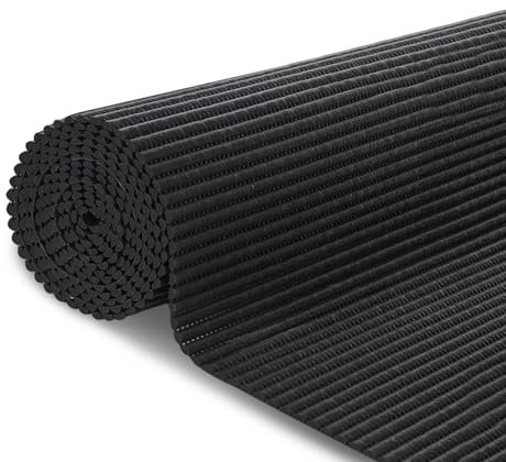 MERCURY TEXTIL- Alfombrilla Antideslizante de Goma Eva Protección de Cajones, Estantes Anchura de 65cm, Alfombrilla Impermeable para Baño, Tapete, Fregadero y Cocina (150x65cm, Negro)