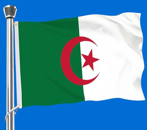 Algeria Algerien Flagge, große 3x5 FT Algerische Flagge, 36x60 Zoll große digitale doppelt gedruckte langlebige 75D dicke Polyester Dekorationen mit 2 Messing Grommet