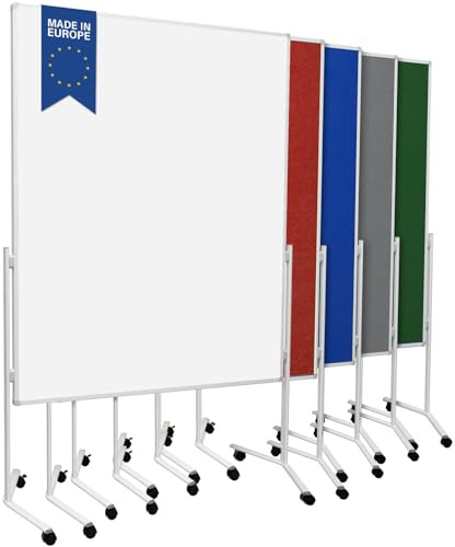 Moderationstafel UP - Whiteboard-Metaplanwand 120x150 cm - einteilig Weiß | Moderationswand mit Whiteboard- Oberfläche & Rollen - mobil & beidseitig nutzbar - ideal für Büro, Schule & Seminare