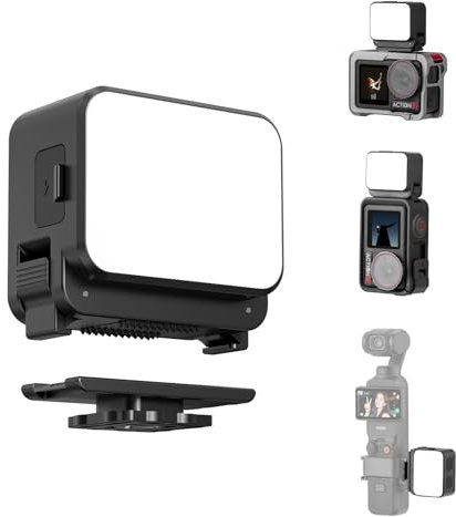 Mini lumière pour caméra d'action DJI, Pocket 3 Remplissage éclairage Cold Hot Shoe LED Vlogging Light Fixation pour DJI OSMO Pocket 3 Action 5 Pro 4 3, pour accessoires GoPro