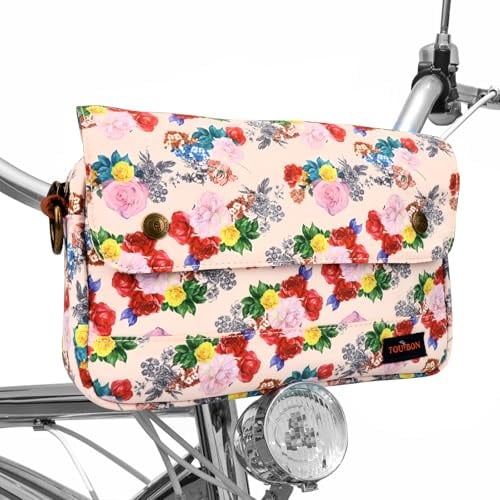 TOURBN TOURBON Waterproof Canvas Bike Panniers Bicycle Pouch Handlebar Bag Flower Pattern