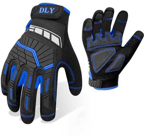 Sicherheits Arbeitshandschuhe Herren,Mechanikerhandschuhe mit Touchscreen,Arbeitshandschuh mit Schlagschutz und Vibrationsdämpfung,Vibration-Schutz-Handschuhe für Autos,Motorräder,Versorgungsarbeiter