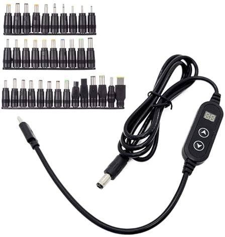 ZEPFJHE PD65W USB C À DC5525 Cordon Rapide 5V 9V 12V 15V 20V 3A Câble d'alimentation Réglable avec Plusieurs Adaptateurs avec Plusieurs Adaptateurs