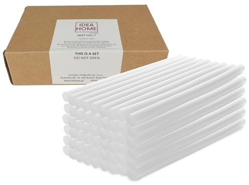 IDEA HOME Bâtons de Colle Chaude Transparents Ø 11 mm x 200 mm – Lot de 50 – Sticks sans Odeur pour Pistolets 11–12 mm – Forte Adhérence & Haute Stabilité Thermique
