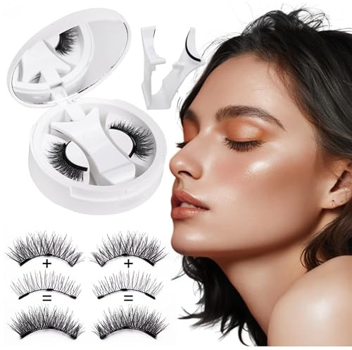 Magnetische Wimpern Set ohne Eyeliner & Kleber - 2 Paare Natürlicher Look Magnetwimpern, Wiederverwendbare Soft Faser Magnetic Lashes mit Applikator, DIY Wimpernverlängerung Kit