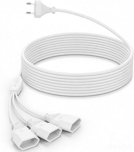 Cozary Prolunga Elettrica per Interni con 3 Prese e Spina Piatta, a Inserimento Diretto – Cavo Piatto da 3 Metri (250V/2.5A Max), Bianco
