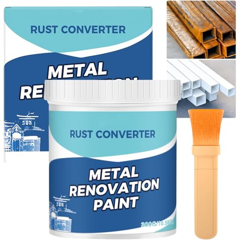 2-in-1 Rust Converter & Metal Primer, White Rust Conversion Paint for Metal, Water-Based Weatherproof Anti-Rust Coating, Neutralizes Rust on Steel & Iron, No Primer Needed, Protective Paint (1PCS)