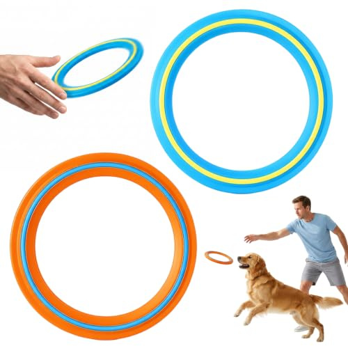 2 Stück Frisbee Ring Set, Aerodynamische Wurfringe in Blau und Orange | Aerodynamisches Frisbee Ring Design, Outdoor Spielzeug für Strand und Park, Leichtes Wurfspiel für Familie und Haustiere,