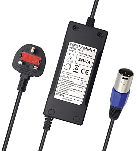 Lithium Battery Charger, New 24V 4A XLR Electric Mobility and Power Chair Wheelchair Chargers for 24V Lithium Battery Pack